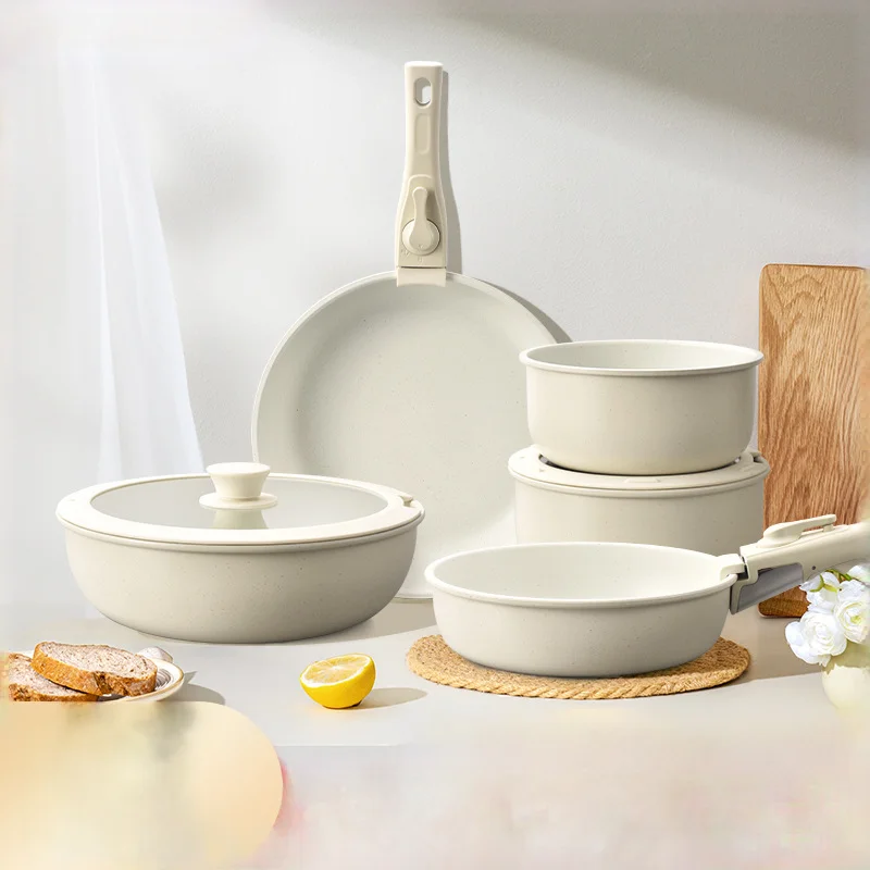 Set di pentole GIYOCA con manici staccabili, antiaderenti in ceramica, senza PFOS e PFOA, adatti per induzione/forno/lavastoviglie, compatibili con tutti i tipi di fornelli, idea regalo per la cucina.