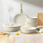 Set di pentole GIYOCA con manici staccabili, antiaderenti in ceramica, senza PFOS e PFOA, adatti per induzione/forno/lavastoviglie, compatibili con tutti i tipi di fornelli, idea regalo per la cucina.