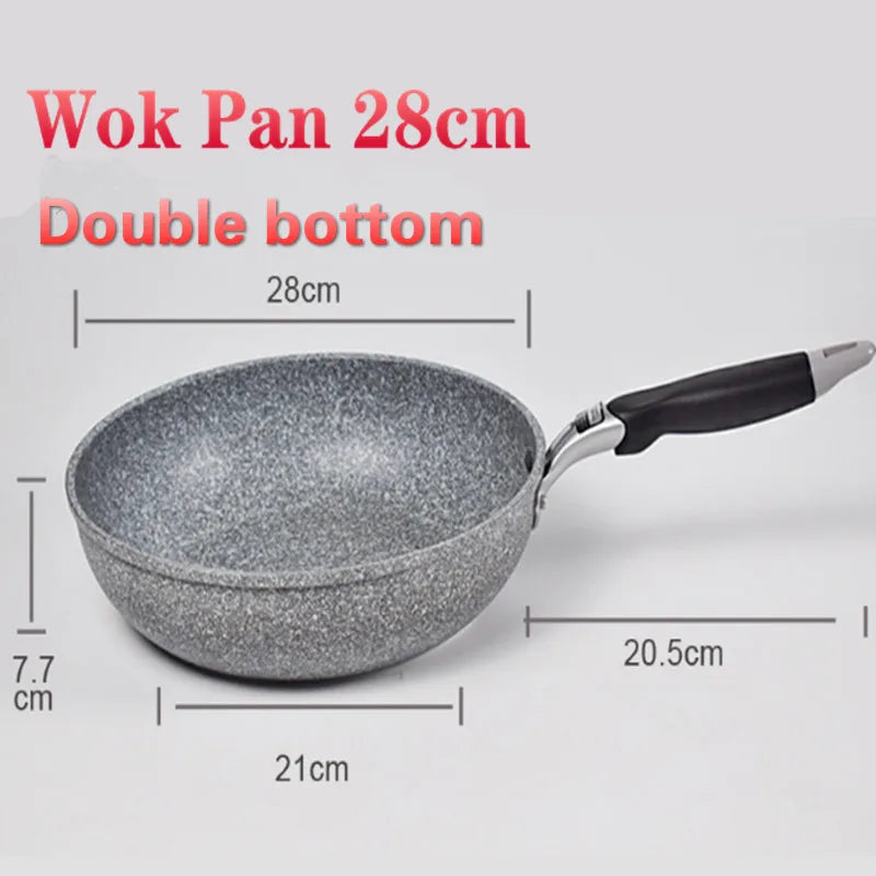 Durable Stein-Bratpfanne Wok Antihaft-Keramiktopf Induktionsfritteuse Steak Kochen Gasherd Pfanne Kochgeschirr Werkzeug für Küchenset