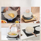 Set di Pentole da Cucina Essenziali, 12 Pezzi, Antiaderenti con Rivestimento in Granito e Compatibilità Universale con Sensori a Gas