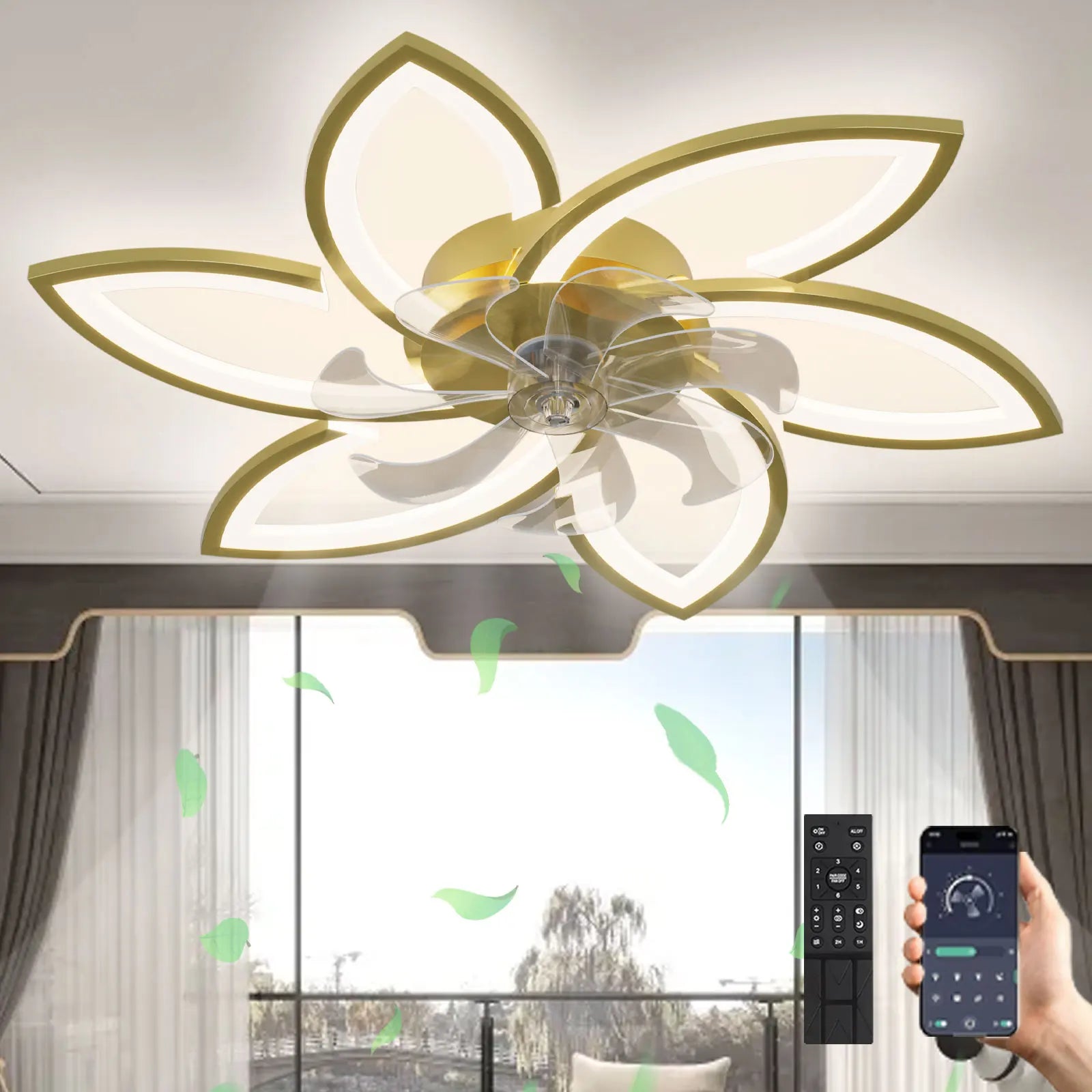 Ventilatore da soffitto a LED con luce, plafoniera con ventilatore, ventilatore da soffitto silenzioso e reversibile