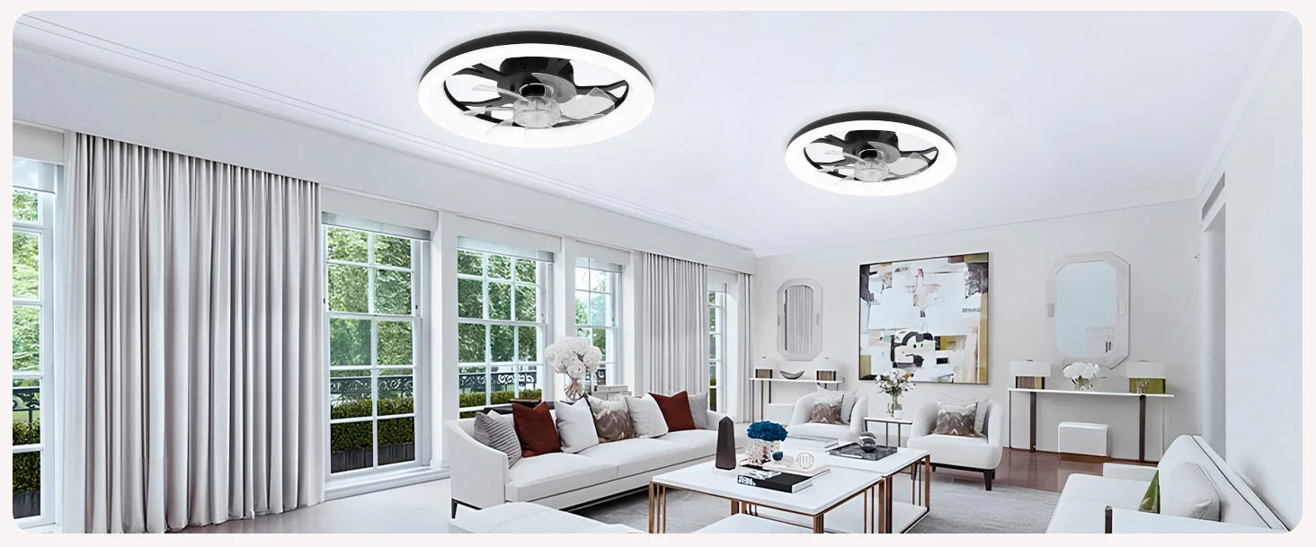 Ventilatore da Soffitto Intelligente XINGOO Nordic con Luce e Telecomando, Decorazione per Camera da Letto, Ventilatore con Pale Invisibili