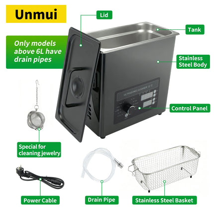Pulitore ad Ultrasuoni da 3L 6L 10L 30L, Lavatrice ad Ultrasuoni con Manopola, Bagno di Lavaggio ad Ultrasuoni Riscaldato per Uso Domestico e Commerciale