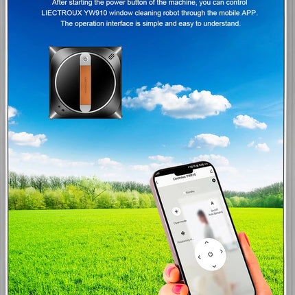 Liectroux YW910 Window Cleaning Robot, Dual Water Spray, Laser Sensor, Window Cleaning Robot for Home Floors, App and Remote Control