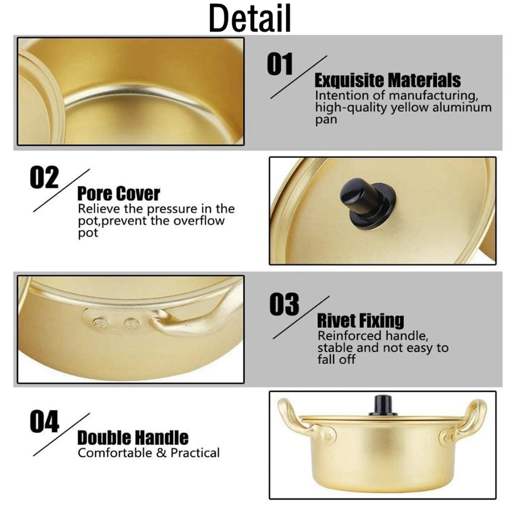 Koreanischer Ramen-Topf Nudeln Paomian Verdickter gelber Aluminiumtopf Suppentopf Hot Pot Goldene Küche Kochgeschirr Wok