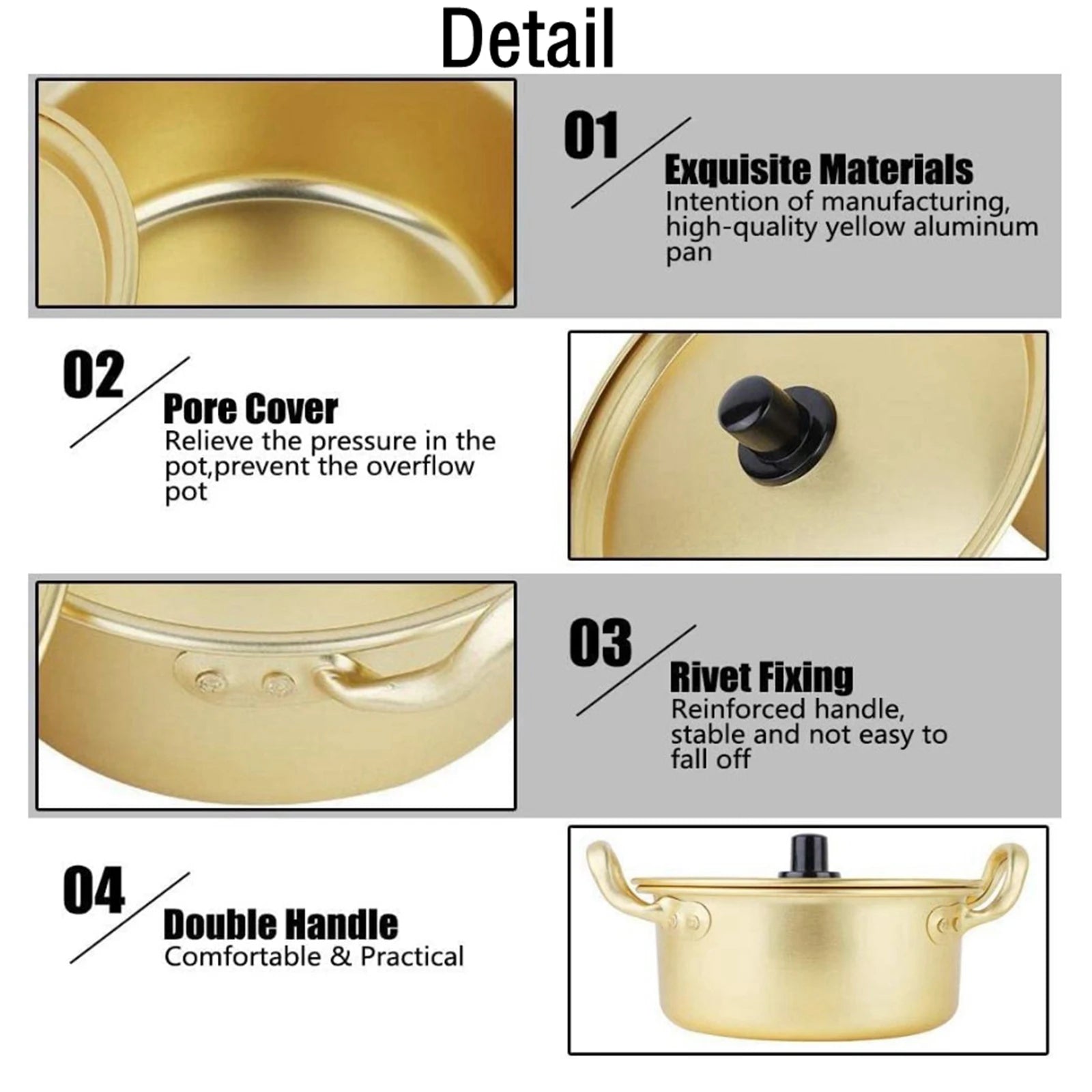 Koreanischer Ramen-Topf Nudeln Paomian Verdickter gelber Aluminiumtopf Suppentopf Hot Pot Goldene Küche Kochgeschirr Wok