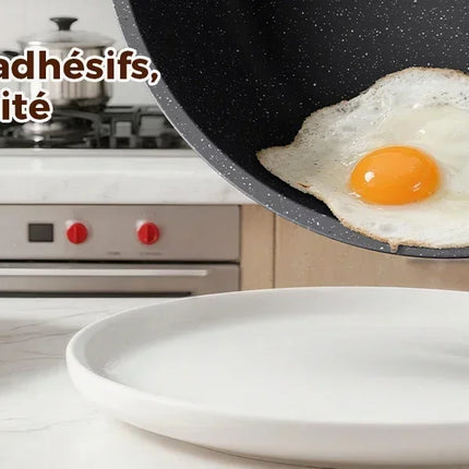 24cm High Pot with Lid – Non-stick Granite Pot, Induction Hob Compatible