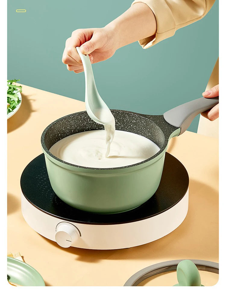 COOKER KING Pentola per il latte Padella antiaderente Micro pressione Rivestimento in pietra medica Pentola per alimenti per bambini Latte caldo Tagliatelle istantanee Pan Mini Pentola