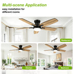 Ventilatore da soffitto a doppia pala da 42 pollici con luce LED dimmerabile, motore DC reversibile a 6 velocità dimmerabile, timer silenzioso, ventilatore a basso profilo per camera da letto, cucina, appartamento