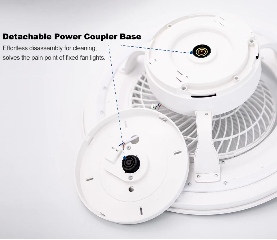 Ventilatore da soffitto da 100W con luce, controllo remoto tramite APP, lampada a LED dimmerabile a 360° °   Luce di sfondo RGB silenziosa girevole a 6 velocità per la casa