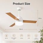 Ventilatore da Soffitto LED 2-in-1 con Luce, Telecomando, Dimmerabile, Reversibile, Silenzioso, 6 Velocità, per Camera da Letto, Soggiorno, Sala da Pranzo