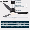 Ventilatore da Soffitto a Risparmio Energetico da 42-52 Pollici con Luce e Telecomando Ventilatore Elettrico Reversibile a 3 Pale, Ventilatore da Soffitto a Basso Profilo per Caffetteria, Casa, Hotel, Ufficio, Bungalow