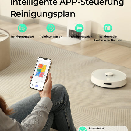 Redkey R10 Robot Vacuum Cleaner, LiDAR Navigation, APP Control, 4000PA Suction, Smart Mopping, Floor and Carpet Cleaning Tool (1000W)