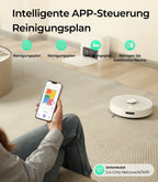 Redkey R10 Saugroboter, LiDAR-Navigation, App-Steuerung, 4000PA Saugkraft, Intelligente Wischfunktion, Boden- und Teppichreiniger (1000W)