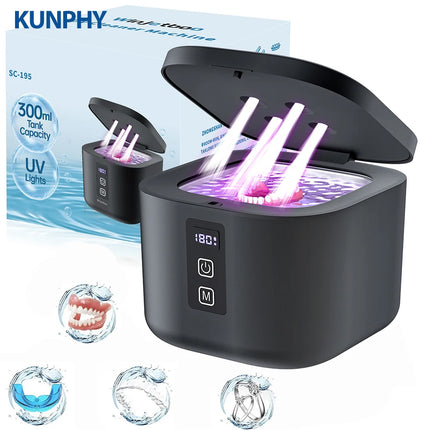KUNPHY Ultrasonic Cleaner Jewelry Cleaning Kit UV Light Sterilization Sonic 48kHz for Watches Contact Lenses Glasses Dentures Teeth