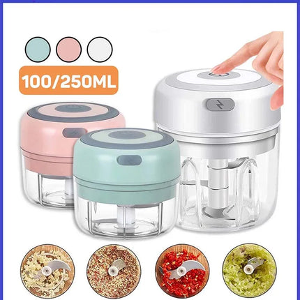 Electric garlic chopper, 250ml stainless steel, sturdy and durable, kitchen garlic and ginger mincer, mini food processor.