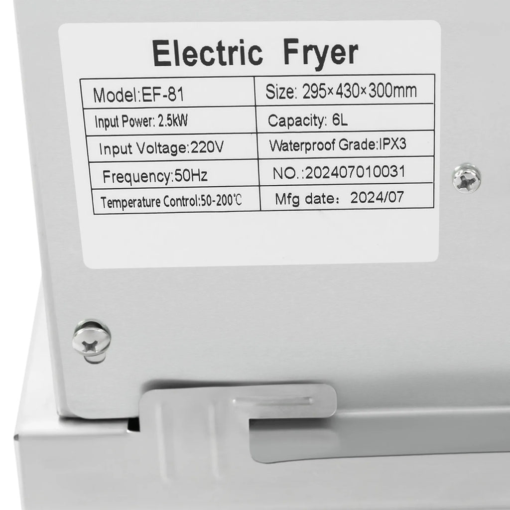 Friggitrice Elettrica Commerciale 6L 2500W 220V Euro Plug