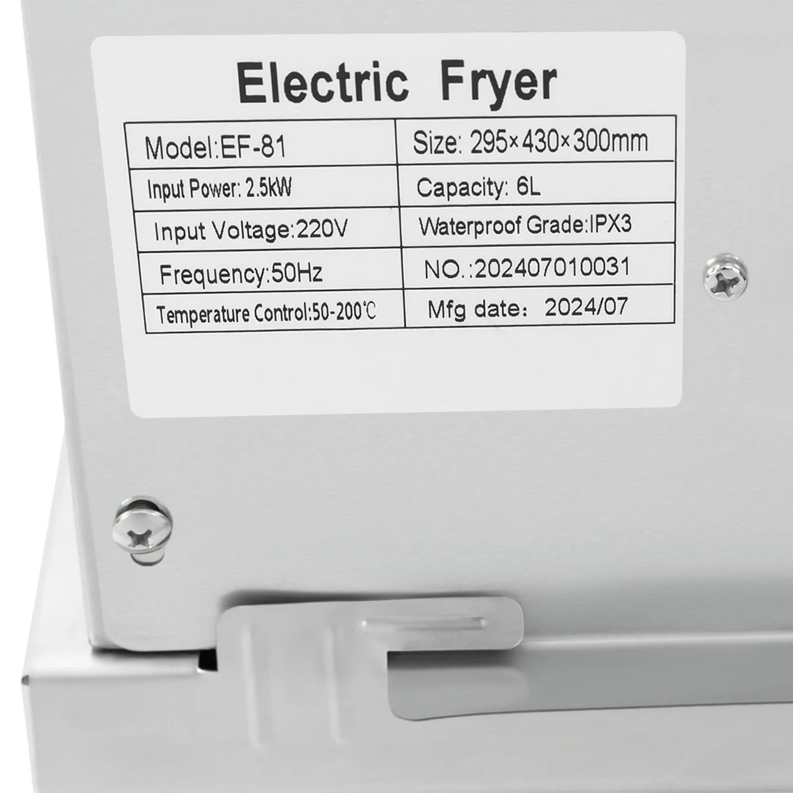 Friggitrice Elettrica Commerciale 6L 2500W 220V Euro Plug