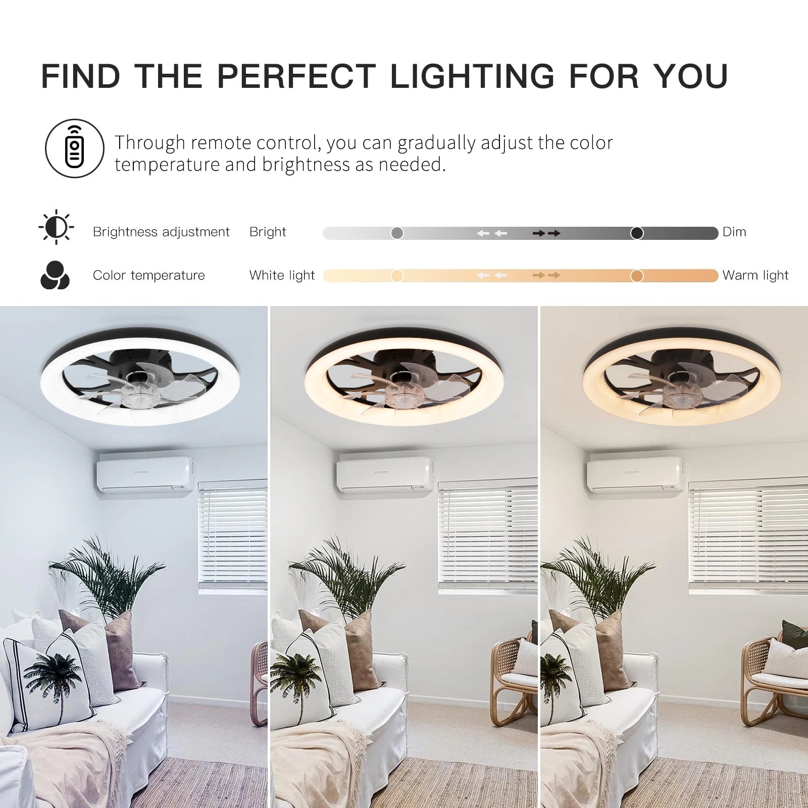 Ventilatore da Soffitto Intelligente XINGOO Nordic con Luce e Telecomando, Decorazione per Camera da Letto, Ventilatore con Pale Invisibili