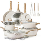 Set di 3-7 pentole e padelle Set di pentole antiaderenti Pentole a induzione in granito bianco Set da cucina antiaderente con padelle e casseruola