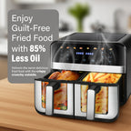 Forno friggitrice ad aria a doppio cestello da 9 litri con finestre Easy View - Oyajia