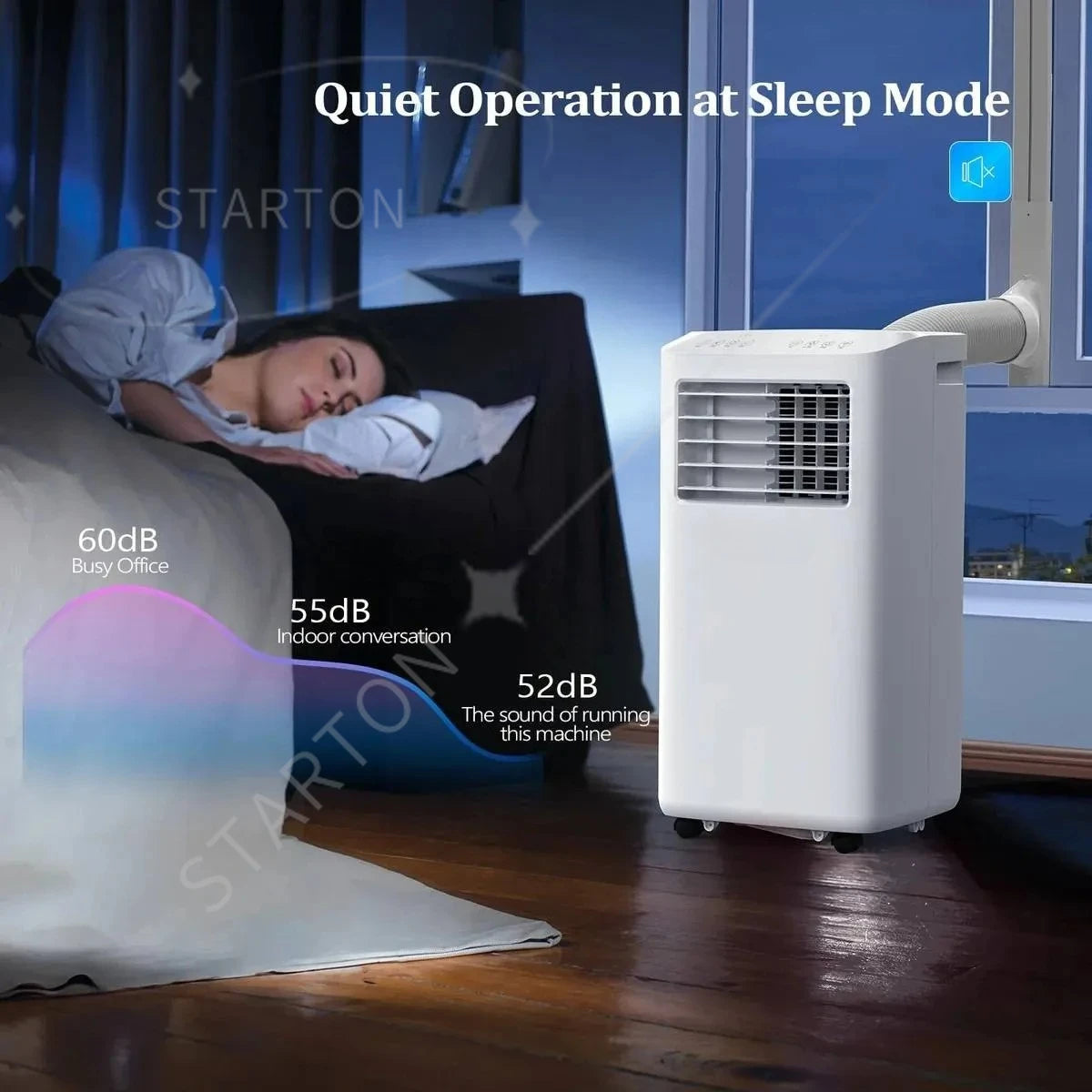Unità AC con Ventilatore e Deumidificatore per 350 mq Condizionatore d'aria portatile Wi-Fi da 10000 BTU
