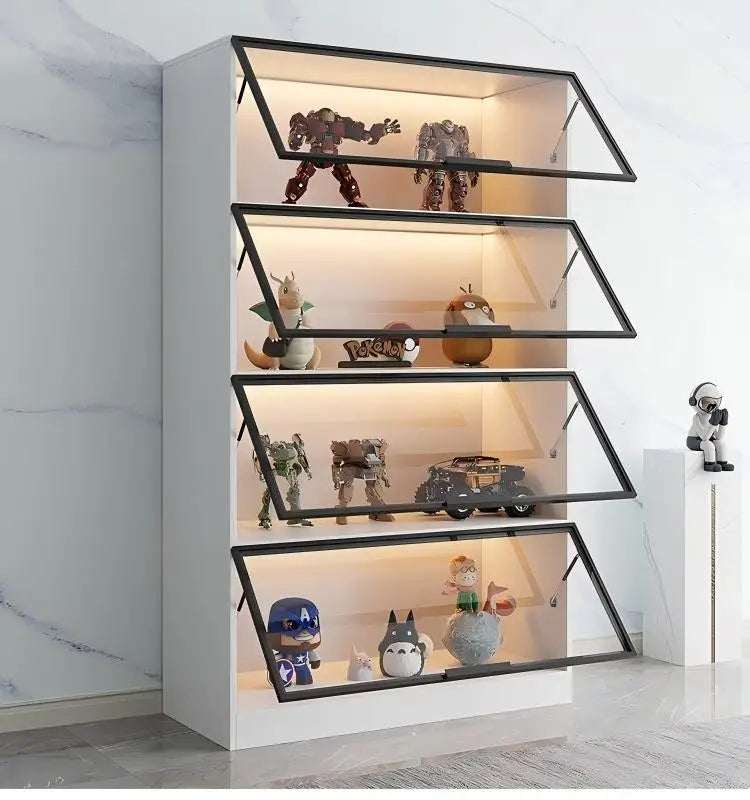 Vetrina Espositiva Personalizzabile con Porta in Vetro Temperato, Luce LED, Grande Capacità, Scomparti Multipli, Telaio in Alluminio, Eco-Friendly