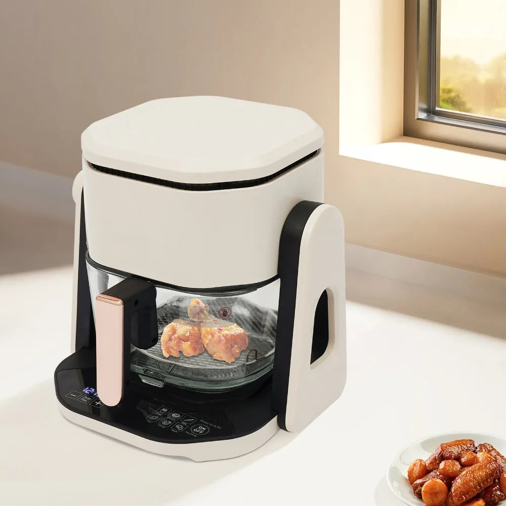 Friggitrice ad Aria da Tavolo Bianca 4.5L con Cestello Trasparente e Spina EU