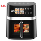 Patbrela Friggitrice ad Aria 5,5L 8-in-1 Forno Elettrico con Schermo LED Digitale e Finestra Visibile, 1350W, Nero