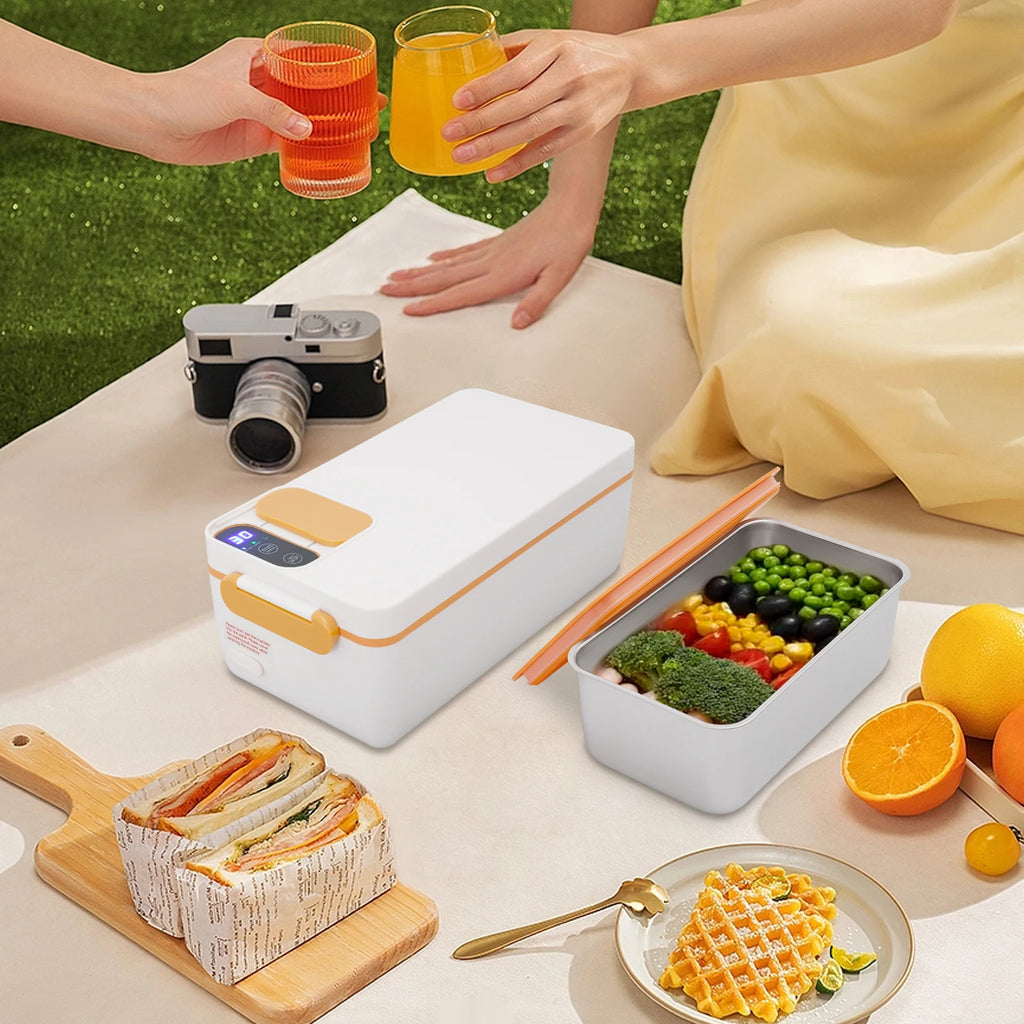 Tragbarer smarter Speisenwärmer mit wiederaufladbarem 1-Liter-Akku, Touch-Steuerung, LED-Anzeige und USB-Ladefunktion