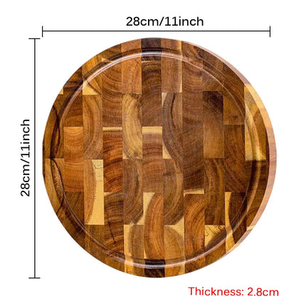 WXCOO Acacia Wood Resin Round Chopping Board Kitchen Board for Steak Snacks Fruit Chopping Food Safe Thickening