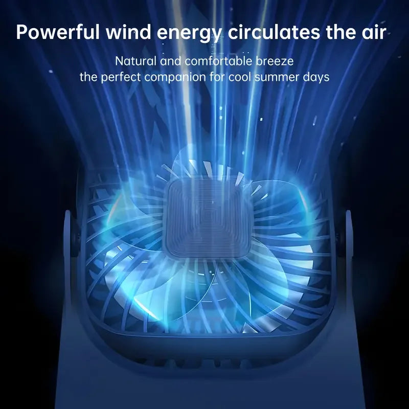 Mini ventilatore portatile USB da tavolo, flusso d'aria potente e funzionamento silenzioso, 4 velocità, vento a 180° ° Ventilatori da terra girevoli per la casa