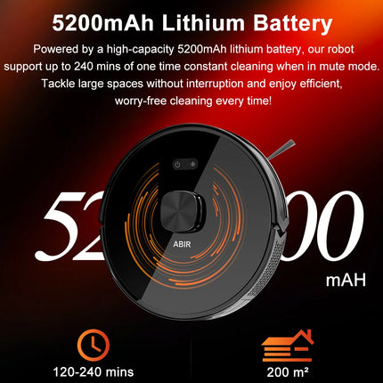 ABIR K30 Robot Vacuum Cleaner, Automatic Emptying Station, Lidar Laser, 6500PA Suction, Multi-Floor Mapping, Smart Home Appliance for Dry and Wet Cleaning