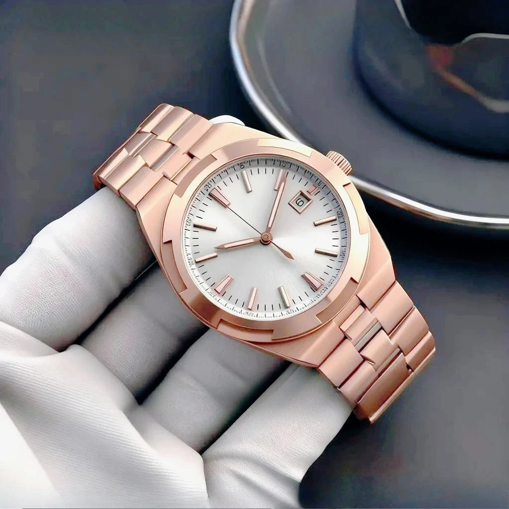 Moderne und elegante Herren-Sportuhren mit automatischem mechanischem Uhrwerk, präzisem und zuverlässigem Uhrwerk, internationalem Reise-Stil, schwarzem und blauem Zifferblatt