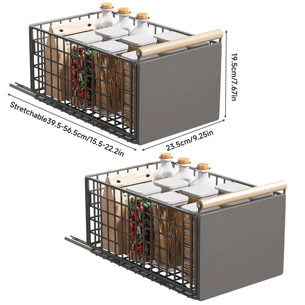 Nuovo Scaffale Organizzatore da Cucina con Guide Scorrevoli, Tipo Cassetto Estraibile, per Bottiglie di Spezie e Condimenti, per Armadietti