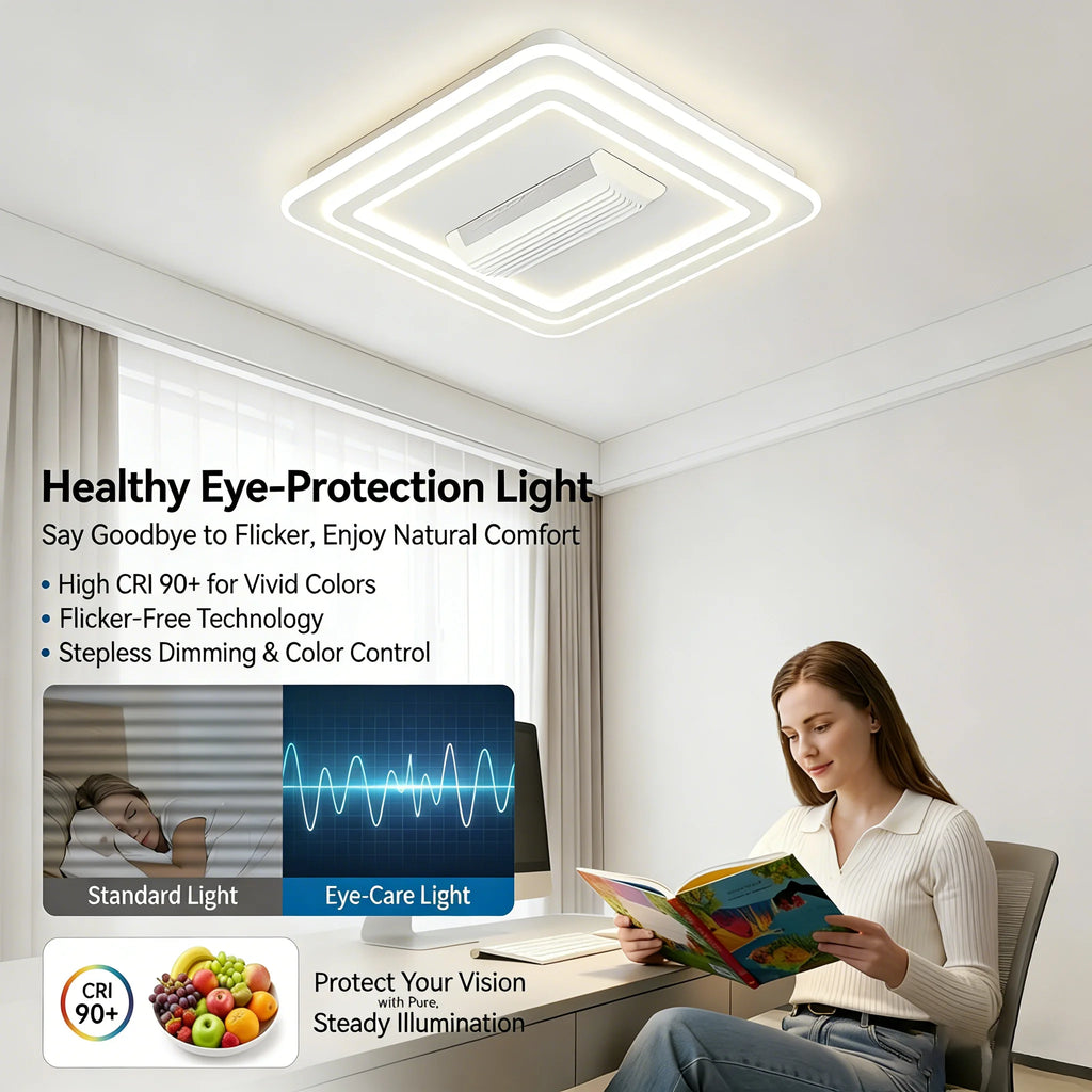 IRALAN LED Ventilatore da soffitto invisibile senza lama Smart Home Illuminazione infinitamente regolabile Decorazione Soggiorno Camera da letto Lampada da interno