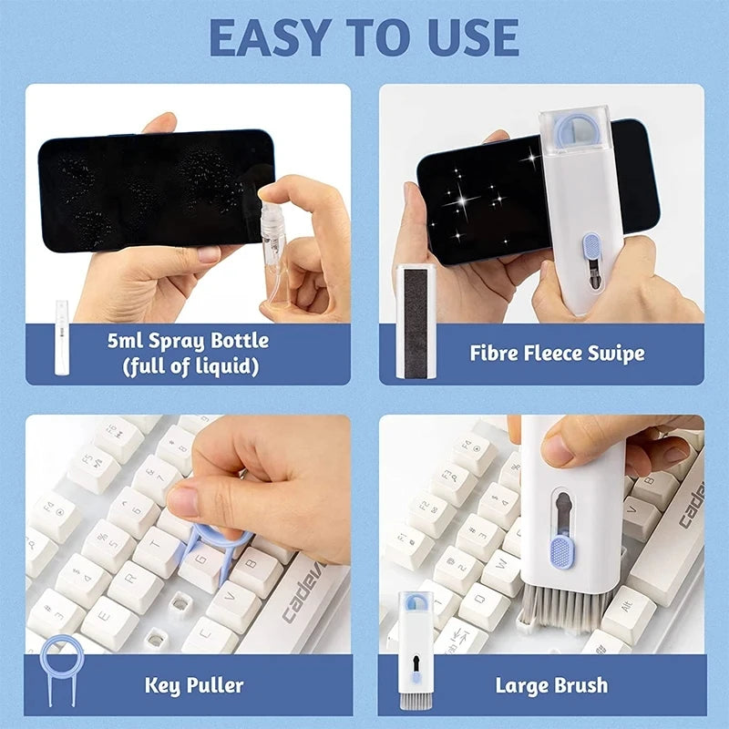 7 in 1 kit spazzola per pulizia tastiera computer penna per pulizia auricolari per auricolare strumenti per la pulizia della tastiera kit estrattore per copritasti detergente