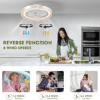 Ventilatore da soffitto LED con telecomando e APP, dimmerabile, 6 velocità, 50x20 cm, Tetipa