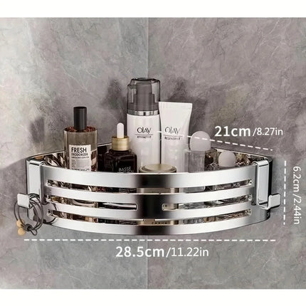 Corner Bathroom Shelf No Drilling - Wall-Mounted Space-Saving Organizer in 304 Stainless Steel for Bathroom Organization