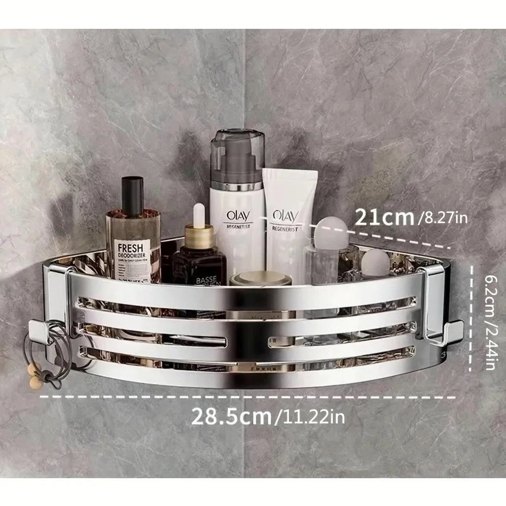 Eckregal für Badezimmer ohne Bohren – platzsparender Wandorganizer aus Edelstahl 304 für die Badezimmerorganisation