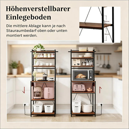 Coffee Station, Kitchen Shelf with Outlets, Kitchen Cabinet, Mini Kitchen Workstation, Display Shelf - All-in-One for Coffee and Appliance Organization