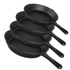 Set di Padelle in Ghisa Multi-Misura, Padella per Cottura Sana Senza Rivestimento, Ottima Ritenzione del Calore, Adatta a Tutti i Fornelli, Padella Robusta e Durevole per Bistecche, Verdure, BBQ e Brasatura