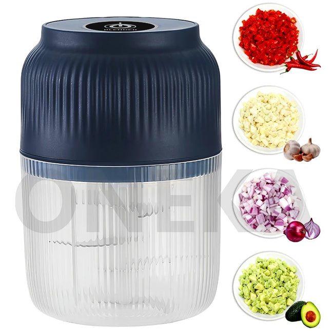 Mini Electric 6-Blade USB Food Chopper for Garlic, Chili, Ginger, Vegetables, Baby Food - Kitchen Tool