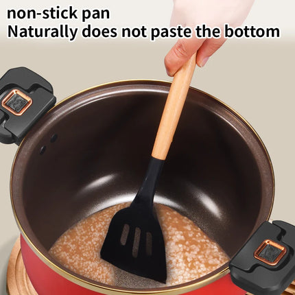 Pentola da minestra ad alta capacità da 26 cm/10 pollici con manico twist-lock per stufatura rapida 6 litri, Nero Arancione Rosso, pentola da stufato da cucina multifunzione, adatta a tutti i piani cottura