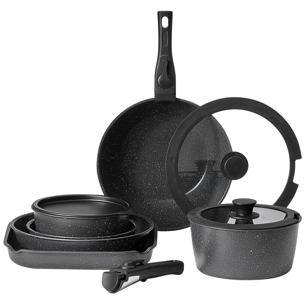 SucceBuy Set di pentole antiaderenti da 17 pezzi Set di pentole e padelle in granito Set di pentole a induzione Set da cucina con padella per salsa fritta
