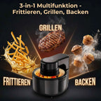 5-Liter-Heißluftfritteuse mit Sichtfenster und LED, 1200 W, 8 Programme, 80-200 °C, Multifunktion zum Frittieren, Grillen und Backen.