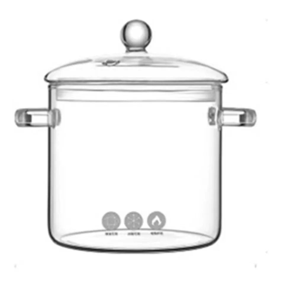 Hohe Borosilikatglas-Eintopf-Suppenschüssel 1350/1900 ml mit Griff Hitzebeständiger Glas-Kochtopf mit Deckel Transparenter Kochtopf