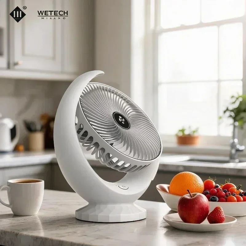 Tragbarer Mini-Ventilator, 3000mAh, faltbar, Tisch-, Outdoor-, Nacken-Ventilator, 5 Geschwindigkeiten, USB wiederaufladbar, mit Telefonhalter und Display