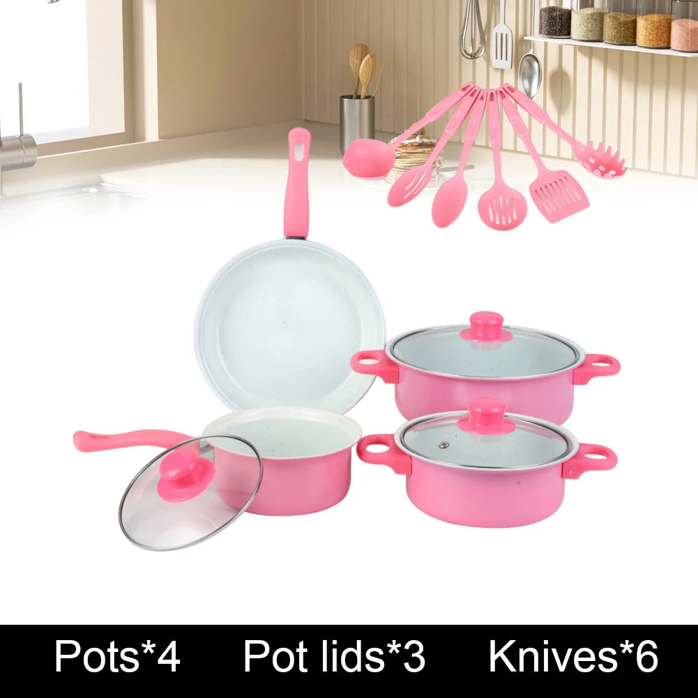 Set di Pentole Antiaderenti da 12 Pezzi con Coperchio, Pentola per Latte, Padella Profonda in Pietra Maifan, Set di Pentole per Tutti i Tipi di Fornelli