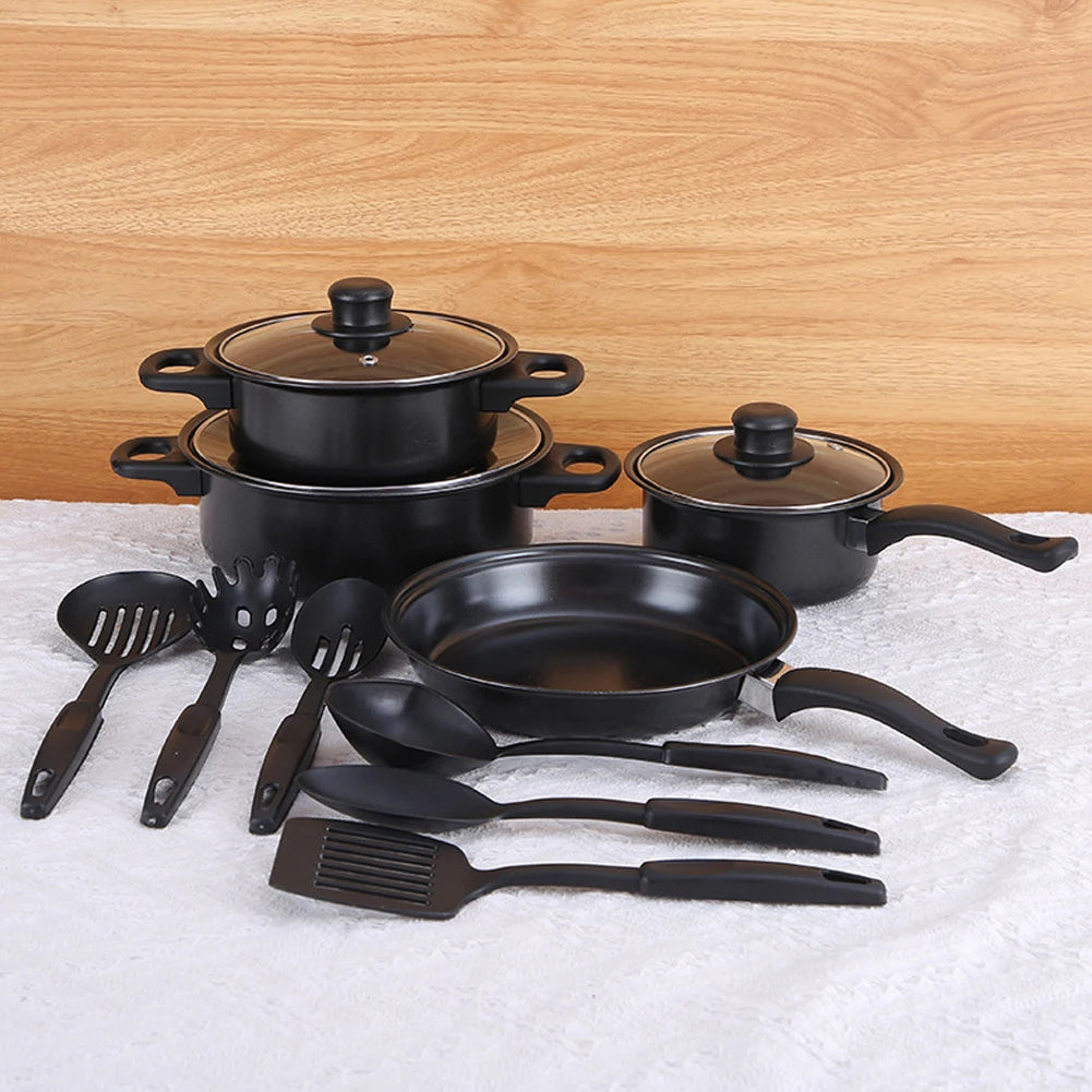 12 pezzi set di pentole antiaderenti pentola per il latte padella in pietra Maifan con coperchio set di pentole impilabili per tutti i piano cottura